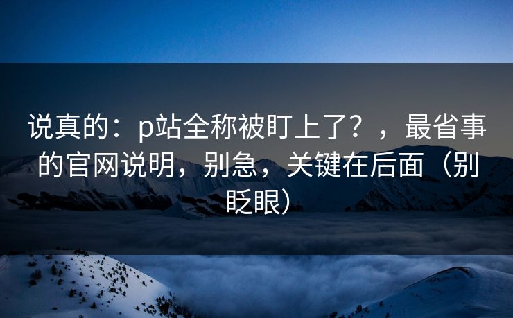 说真的:p站全称被盯上了?,最省事的官网说明,别急,关键在后面(别眨眼) 说真的:p站全称被盯上了?,最省事的官网说明,别急,关键在后面(别眨眼)