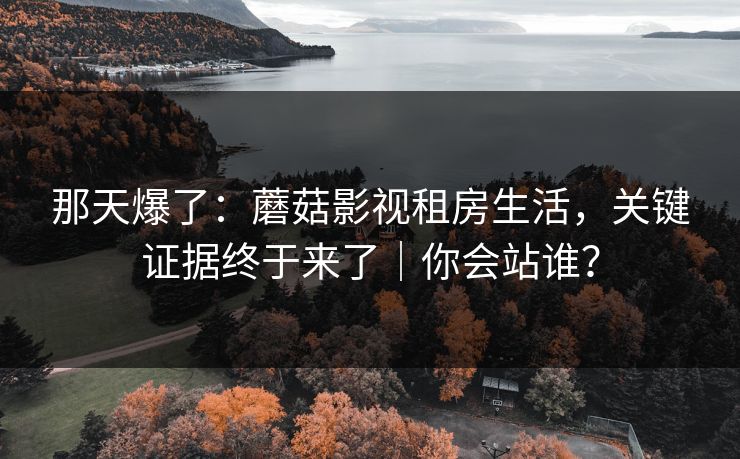 那天爆了:蘑菇影视租房生活,关键证据终于来了|你会站谁? 那天爆了:蘑菇影视租房生活,关键证据终于来了|你会站谁?