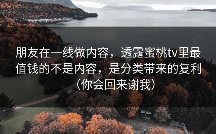 朋友在一线做内容，透露蜜桃tv里最值钱的不是内容，是分类带来的复利（你会回来谢我）