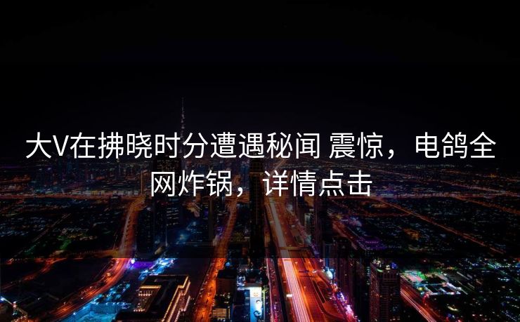大V在拂晓时分遭遇秘闻 震惊，电鸽全网炸锅，详情点击